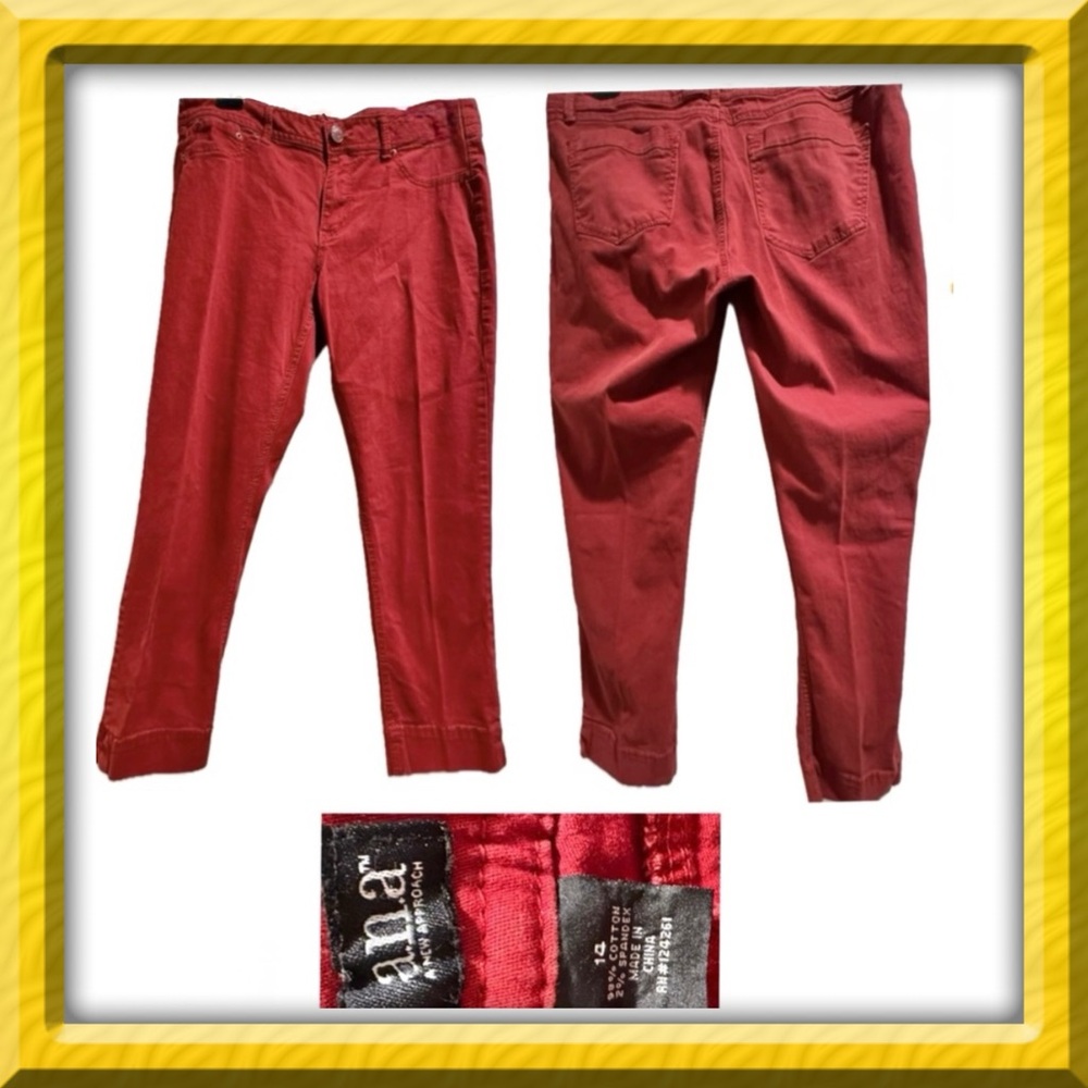 Pants - ANA  cropped pants - dark red - size 14. BOGO